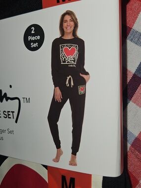 Keith Haring Women's M Lounge Set Black Cotton Blend